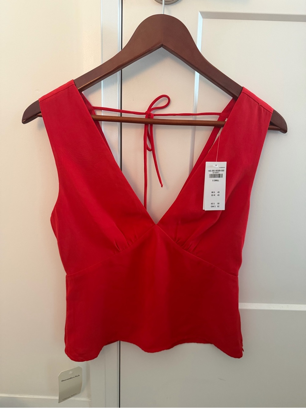 Red V-Neck Tie-Back Women's Top - Abercrombie